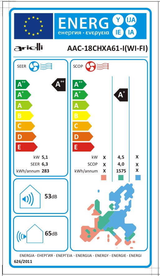 Arielli AAC-12CHXA61-I Κλιματιστικό Inverter 12000 BTU A++ με Wi-Fi