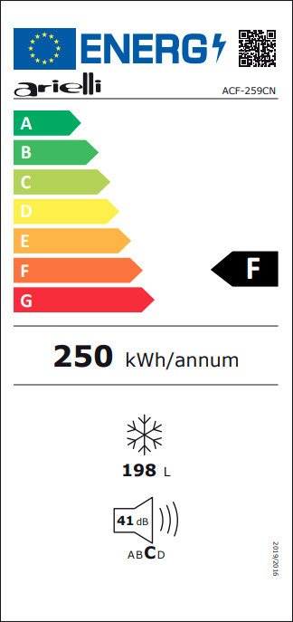 Arielli ACF-259CN Καταψύκτης Μπαούλο 198lt