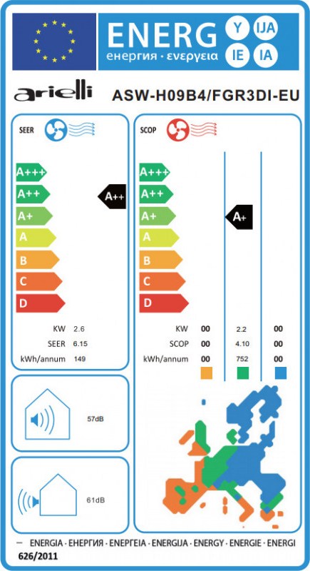 Arielli ASW-H09B4/FGR3DI-EU Κλιματιστικό Inverter 9000 BTU A++/A+