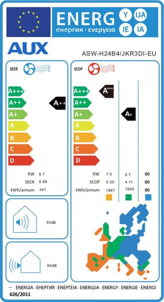 AUX J-Smart Plus ASW-H24B4/JSMV23 Κλιματιστικό Inverter 24000 BTU A++/A+++ με WiFi