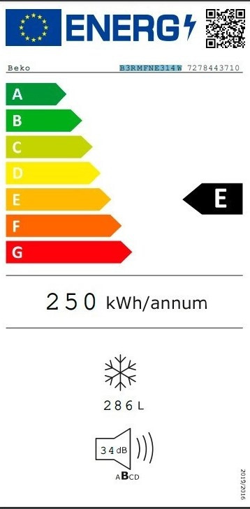 Beko B3RMFNE314W Όρθιος Καταψύκτης 286lt No Frost