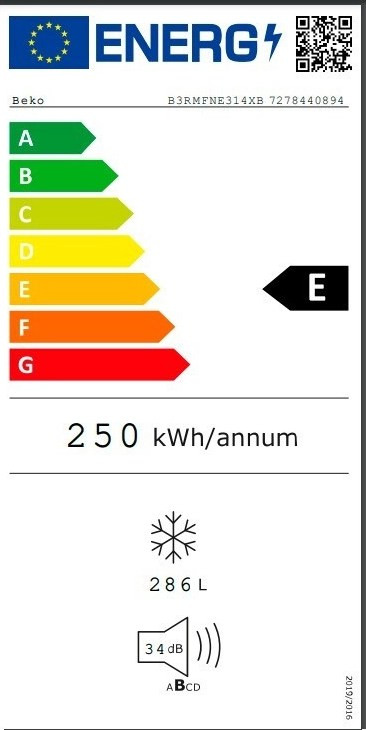 Beko B3RMFNE314XB Όρθιος Καταψύκτης 286lt No Frost