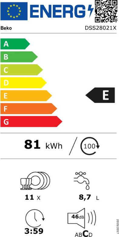 Beko DSS 1300 XP Εντοιχιζόμενο Πλυντήριο Πιάτων 45cm για 11 Σερβίτσια Λευκό