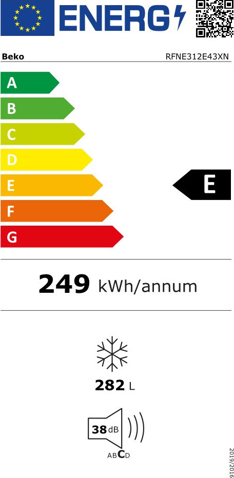 Beko RFNE312E43XN Όρθιος Καταψύκτης 282lt No Frost