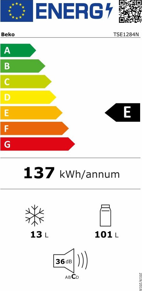 Beko TSE1284N Ψυγείο Mini Bar 114lt Υ84xΠ54xΒ60cm Λευκό