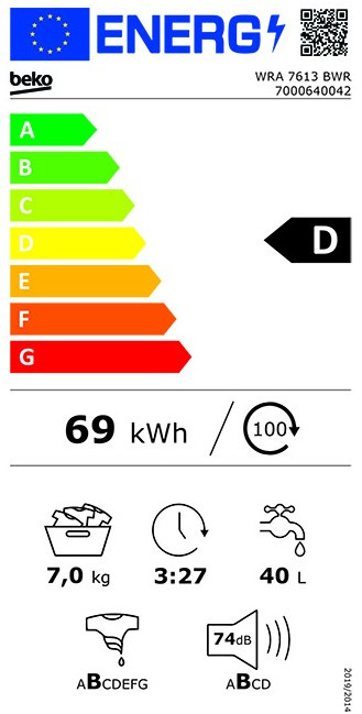 Beko WRA 7613 BWR Πλυντήριο Ρούχων 7kg