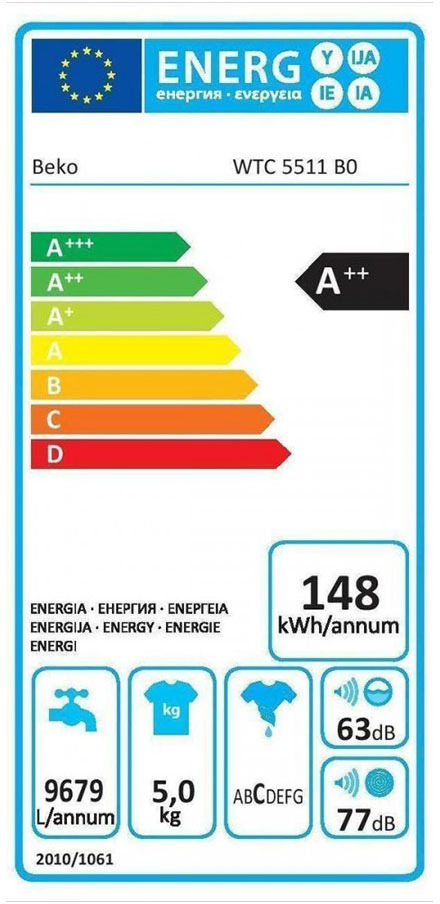 Beko WTC5511B0 Πλυντήριο Ρούχων 5kg 1000 Στροφών