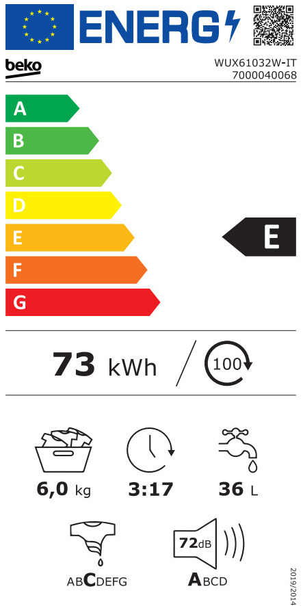 Beko WUX61032WIT Πλυντήριο Ρούχων 6kg 1000 Στροφών