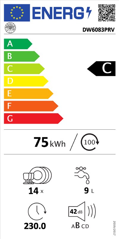 Bertazzoni DW6083PRV Εντοιχιζόμενο Πλυντήριο Πιάτων 60cm Λευκο για 14 σερβίτσια