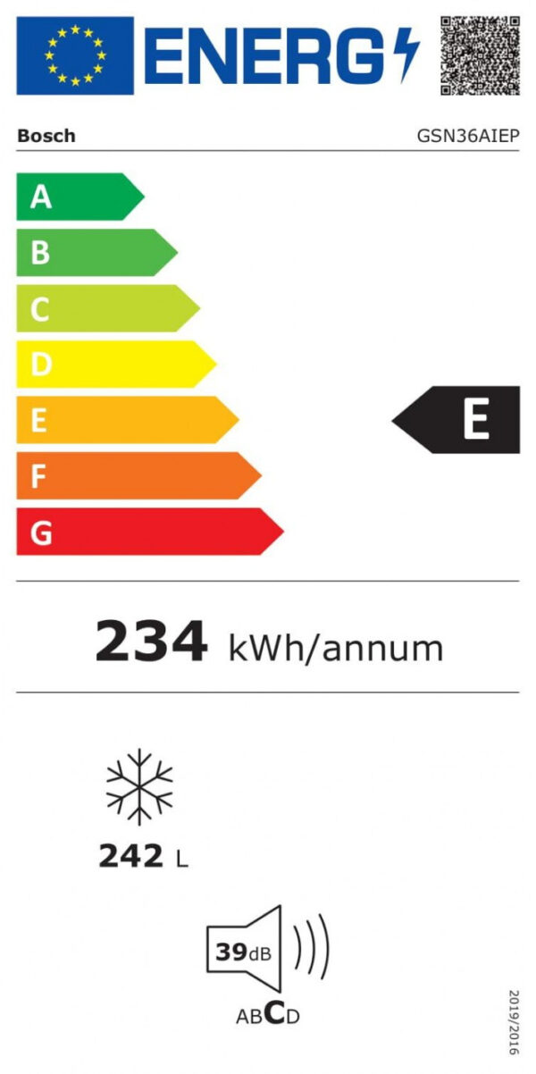 Bosch GSN36AIEP Όρθιος Καταψύκτης 242lt Full No Frost