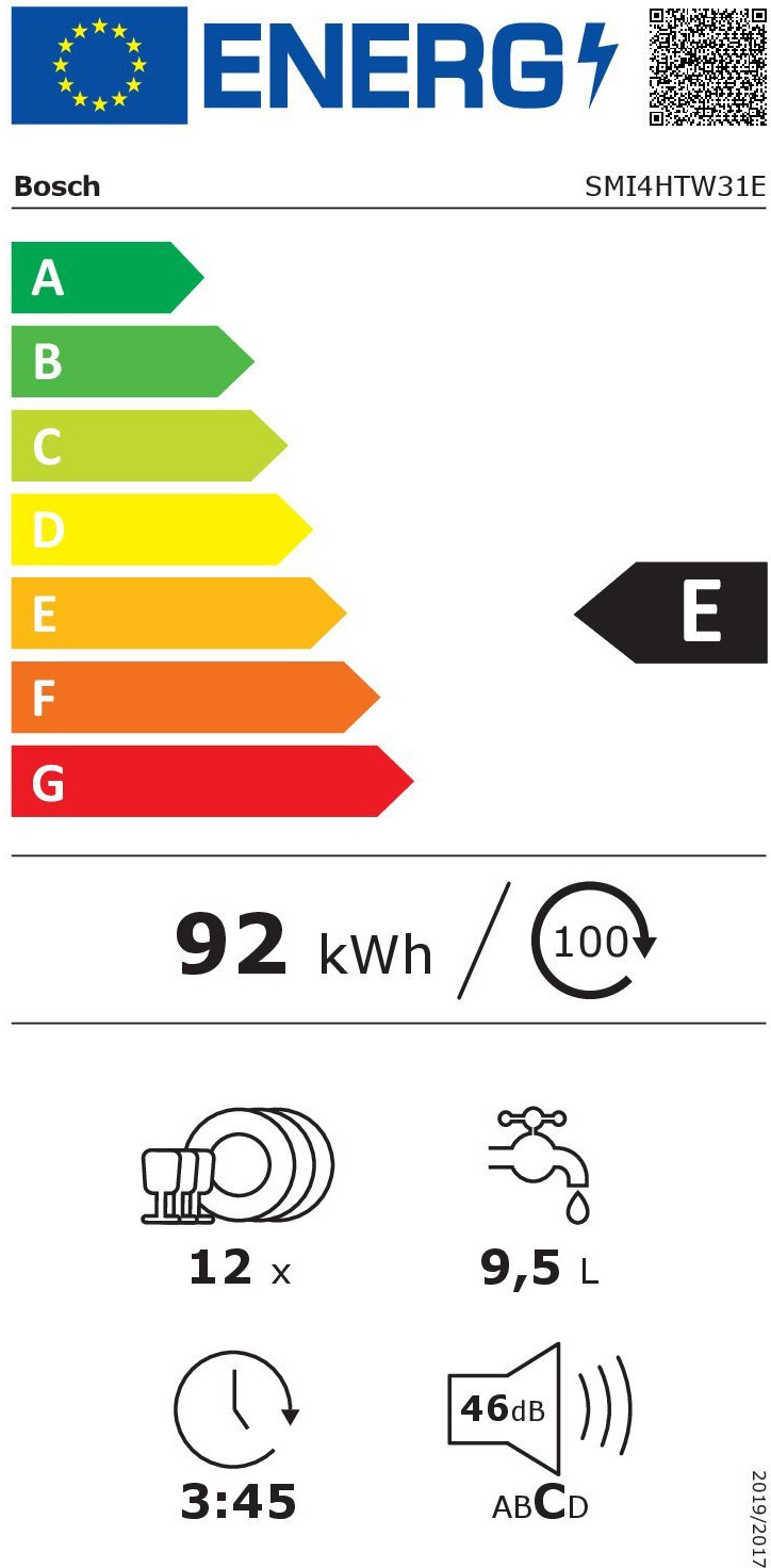 Bosch SMI4HTW31E Εντοιχιζόμενο Πλυντήριο Πιάτων 60cm για 12 Σερβίτσια Λευκό με Wi-Fi