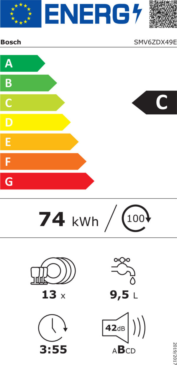 Bosch SMV6ZDX49E Εντοιχιζόμενο Πλυντήριο Πιάτων 60cm για 13 Σερβίτσια Λευκό με Wi-Fi