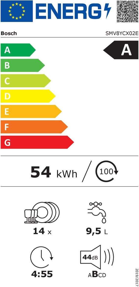 Bosch SMV8YCX02E Εντοιχιζόμενο Πλυντήριο Πιάτων 59.8cm για 14 Σερβίτσια Λευκό