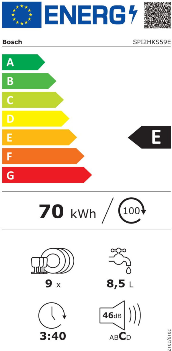 Bosch SPI2HKS59E Εντοιχιζόμενο Πλυντήριο Πιάτων 45cm για 9 Σερβίτσια Λευκό με Wi-Fi