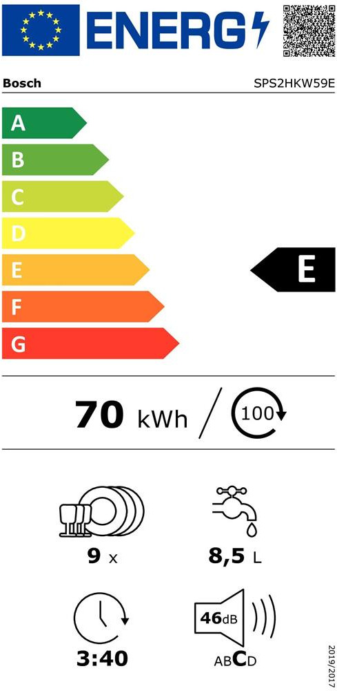 Bosch SPS2HKW59E Ελεύθερο Πλυντήριο Πιάτων 45cm για 9 Σερβίτσια Λευκό με Wi-Fi