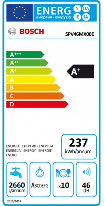 Bosch SPV46MX00E Εντοιχιζόμενο Πλυντήριο Πιάτων 44.8cm για 10 Σερβίτσια Λευκό