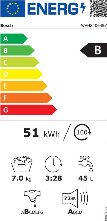 Bosch WAN24064BY Πλυντήριο Ρούχων 7kg 1200 Στροφών