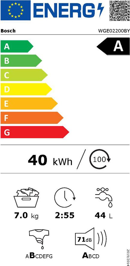 Bosch WGE02200BY Πλυντήριο Ρούχων 7kg 1200 Στροφών