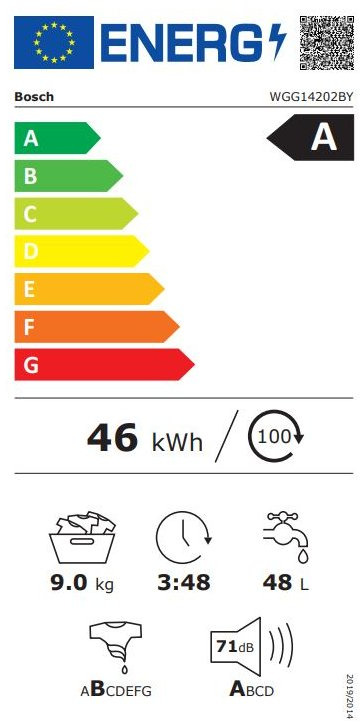 Bosch WGG14202BY Πλυντήριο Ρούχων 9kg 1200 Στροφών