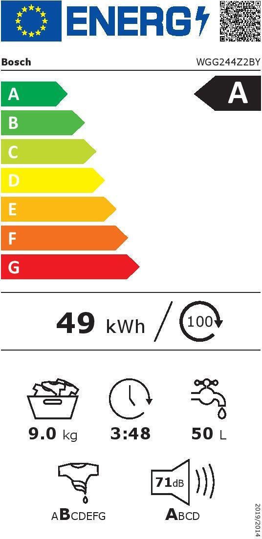 Bosch WGG244Z2BY Πλυντήριο Ρούχων 9kg 1400 Στροφών
