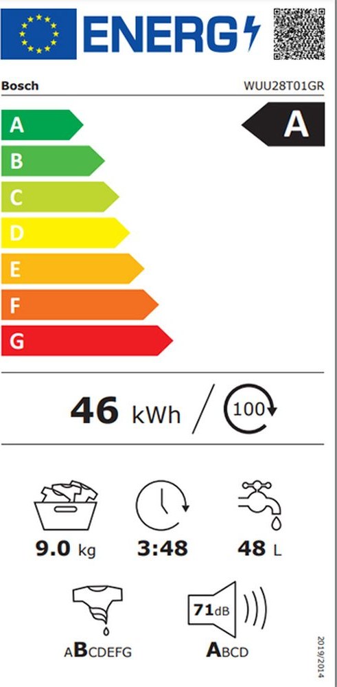 Bosch WUU28T02GR Πλυντήριο Ρούχων 9kg 1400 Στροφών