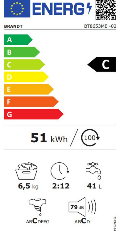 Brandt BT8653ME Πλυντήριο Ρούχων Άνω Φόρτωσης 6.5kg 1300 Στροφών