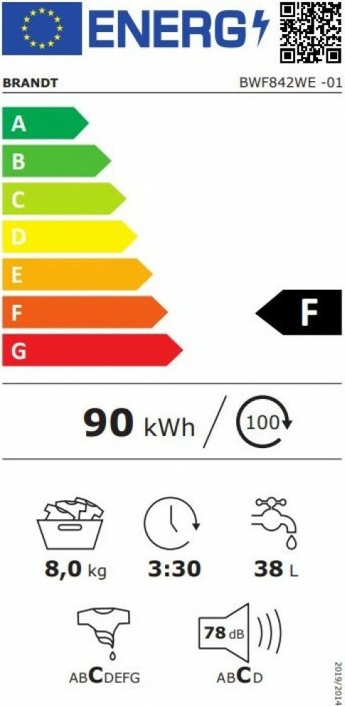 Brandt BWF842W Πλυντήριο Ρούχων 8kg 1400 Στροφών