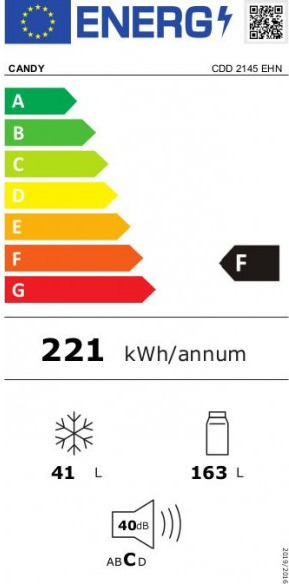 Candy CDD 2145 EHN Δίπορτο Ψυγείο 204lt Υ143xΠ55xΒ55cm Λευκό