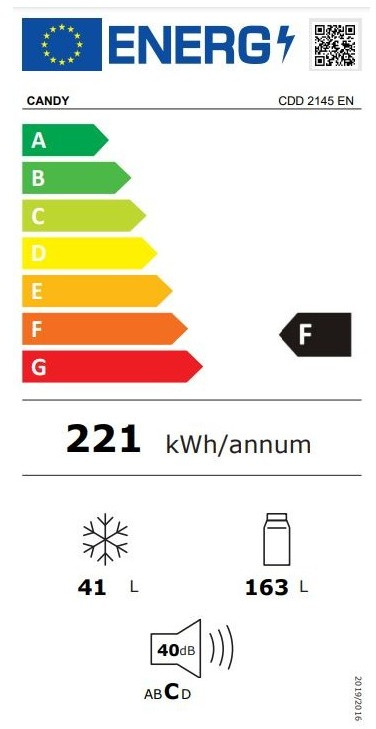 Candy CDD2145EN Δίπορτο Ψυγείο 204lt Υ143xΠ55xΒ55cm Λευκό