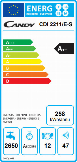 Candy CDI 2211/ES Εντοιχιζόμενο Πλυντήριο Πιάτων 60cm για 12 Σερβίτσια Λευκό