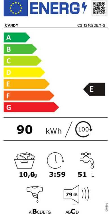 Candy CS 12102DE/1-S Πλυντήριο Ρούχων 10kg 1200 Στροφών