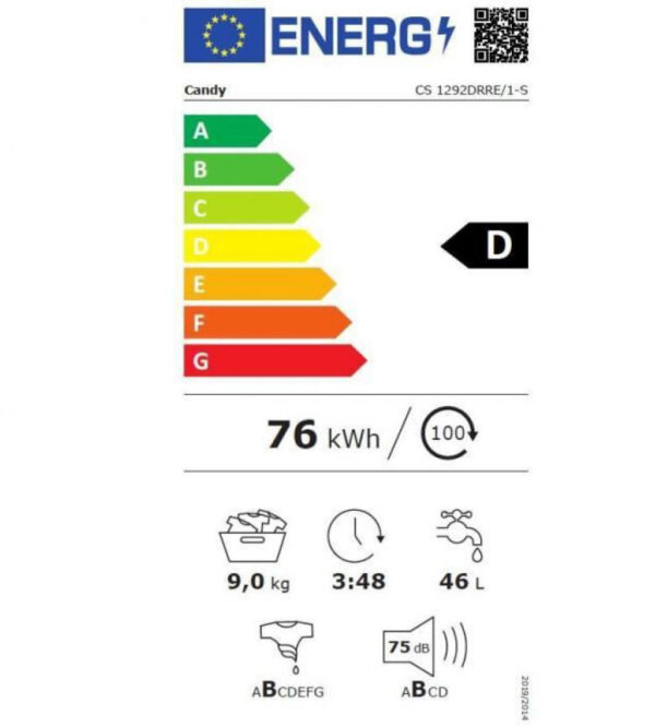 Candy CS 1292DRRE/1-S Πλυντήριο Ρούχων 9kg 1200 Στροφών