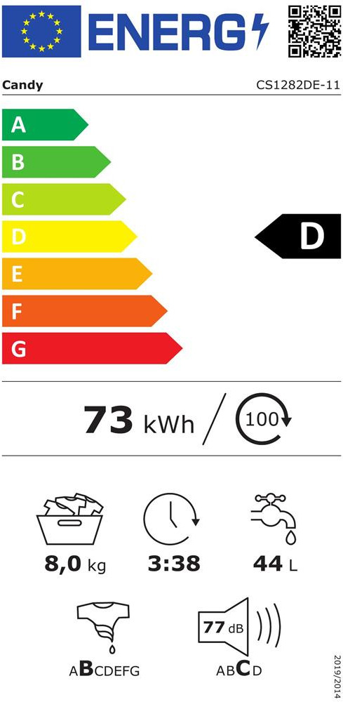 Candy CS1282DE-11 Πλυντήριο Ρούχων 8kg 1200 Στροφών