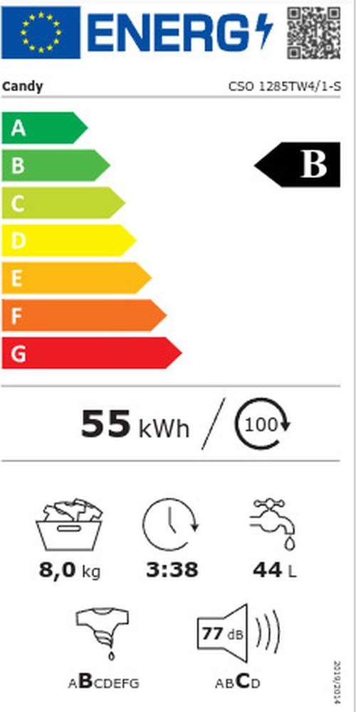 Candy CSO1285TW4/1-S Πλυντήριο Ρούχων 8kg 1200 Στροφών