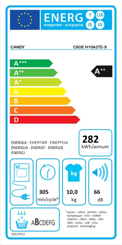 Candy CSOE H10A2TE-S Στεγνωτήριο Ρούχων 10kg A++ με Αντλία Θερμότητας