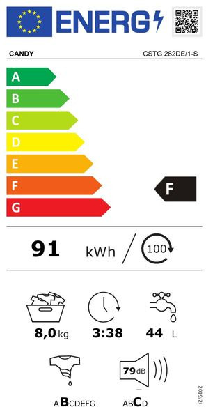 Candy CSTG 282DE/1-S Πλυντήριο Ρούχων Άνω Φόρτωσης 8kg 1200 Στροφών