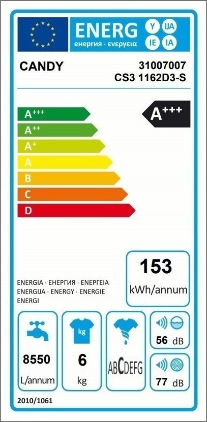 Candy Slim Line CS3 1162D3 Πλυντήριο Ρούχων 6kg 1100 Στροφών