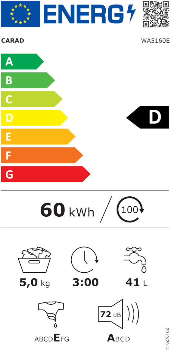 Carad WA5160E Πλυντήριο Ρούχων 5kg 600 Στροφών