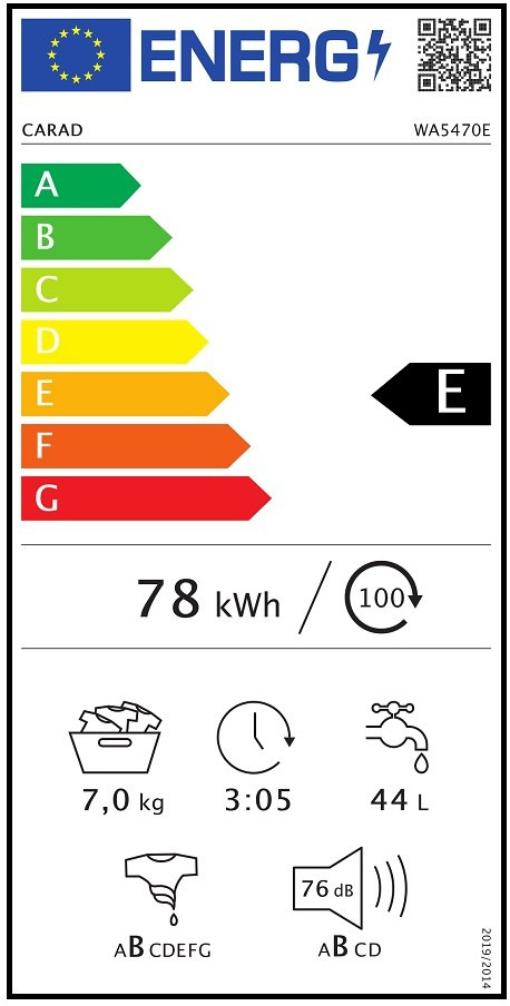 Carad WA5470E Slim Πλυντήριο Ρούχων 7kg 1200 Στροφών