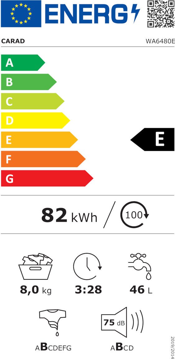 Carad WA6480E Πλυντήριο Ρούχων 8kg 1200 Στροφών