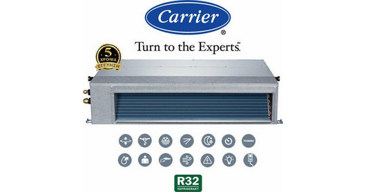 Carrier 42QSS048R8S/38QUS048R8T Επαγγελματικό Κλιματιστικό Inverter Καναλάτο 48000 BTU με Ψυκτικό Υγρό R32