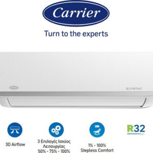 Carrier Superia 42QHB012D8SP/38QHG012D8SP Κλιματιστικό Inverter 12000 BTU A++/A+ με Ιονιστή