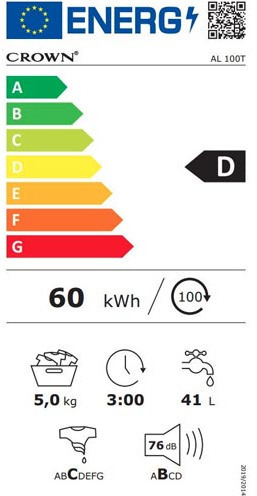 Crown AL 100T Πλυντήριο Ρούχων 5kg 1000 Στροφών