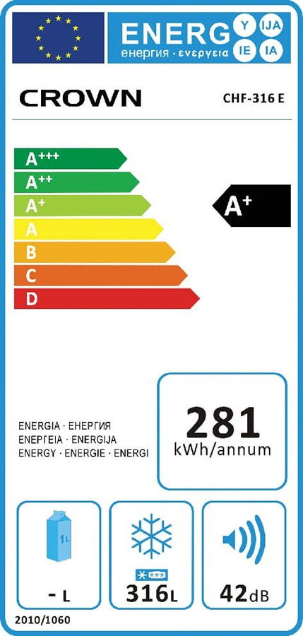 Crown CHF-316E Καταψύκτης Μπαούλο 308lt