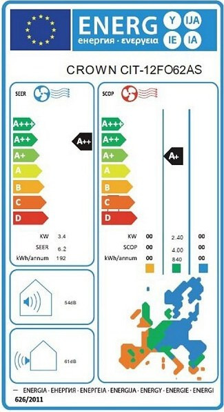 Crown CIT-12FO62AS Κλιματιστικό Inverter 12000 BTU A++/A+