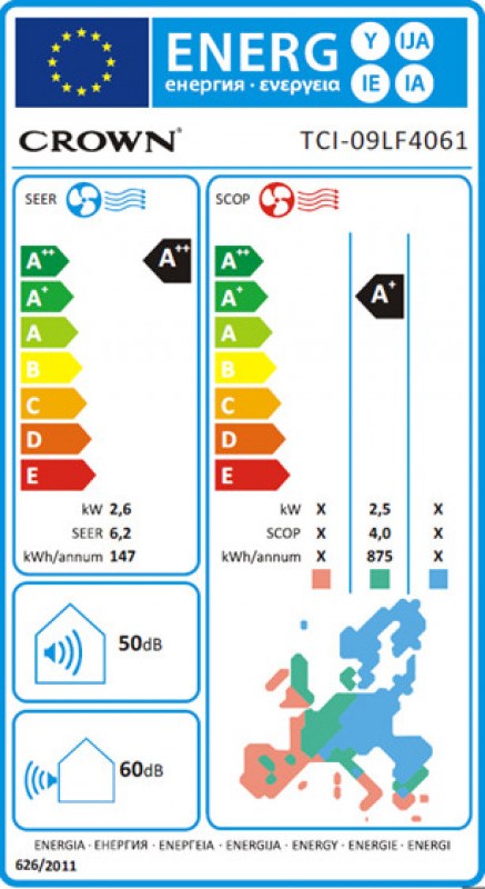 Crown TCI-09LF4061 Κλιματιστικό Inverter 9000 BTU A++/A+