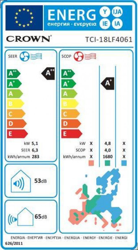 Crown TCI-18LF4061 Κλιματιστικό Inverter 18000 BTU A++/A+