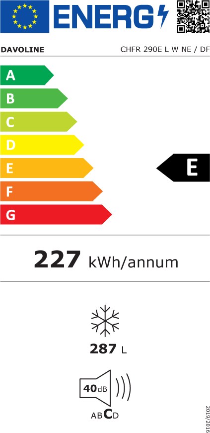 Davoline CHFR 290E L W NE/DF Καταψύκτης Μπαούλο 287lt