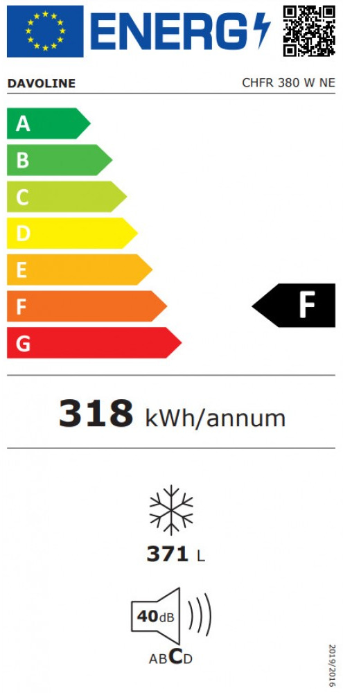 Davoline CHFR 380 W NE Καταψύκτης Μπαούλο 371lt