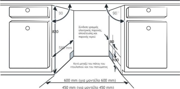 Davoline DDW1045E Εντοιχιζόμενο Πλυντήριο Πιάτων 45cm για 10 Σερβίτσια Inox